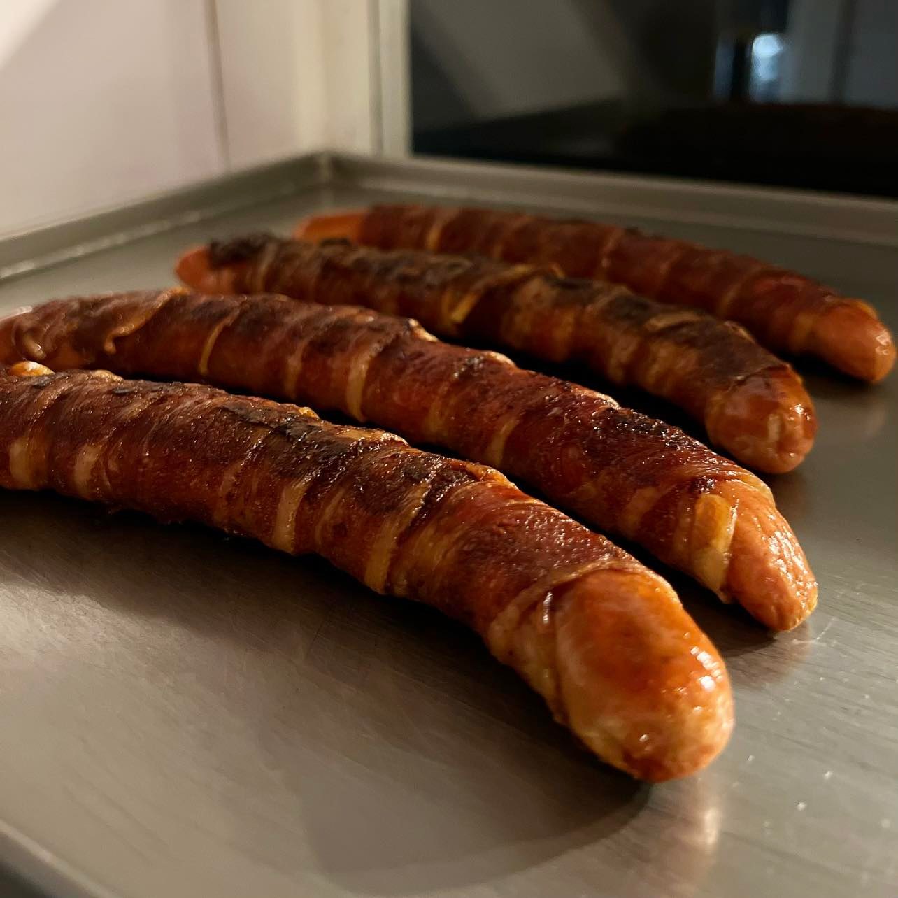 Ristet pølse i svøb